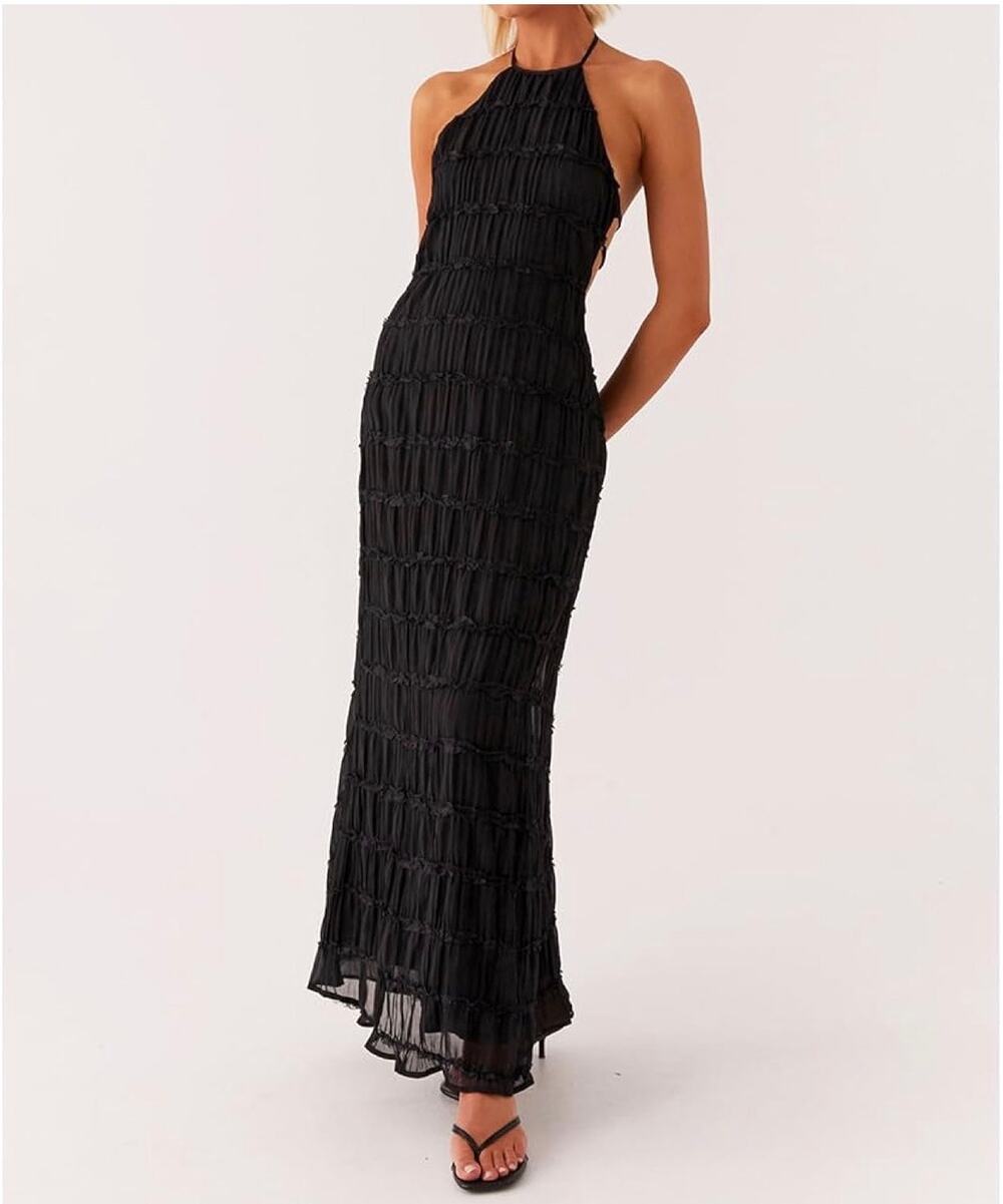 NWOT black backless maxi S